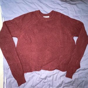 Cashmere shaker stitch crew with scallop edge